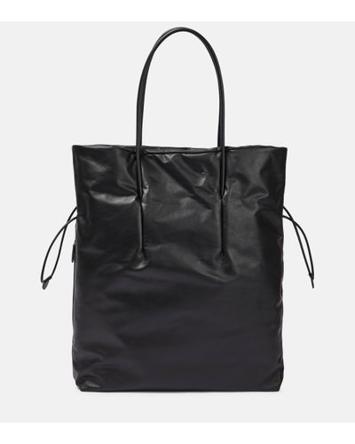 The Row Polly Leather Tote Bag - Black