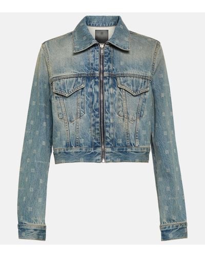 Givenchy 4g Cropped Denim Jacket - Blue