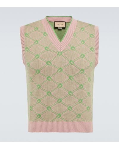 Gucci Jacquard-knit Sweater Vest - Green