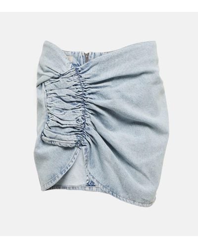 The Mannei Wishaw Ruched Denim Miniskirt - Blue