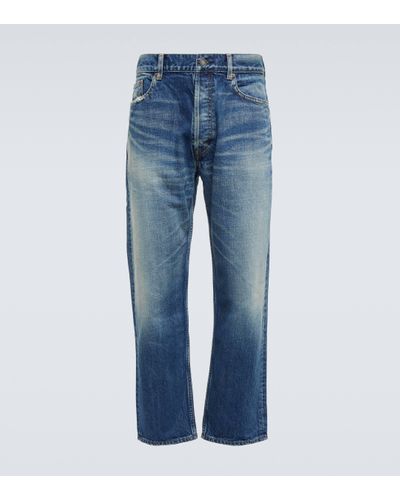 Saint Laurent Jean droit a taille mi-haute - Bleu