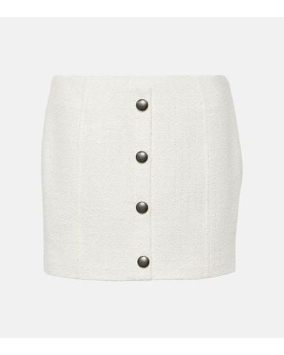 Alessandra Rich Checked Tweed Boucle Miniskirt - White