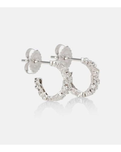 Suzanne Kalan Fireworks 18kt White Gold Hoop Earrings With Diamonds - Metallic