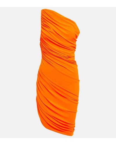 Norma Kamali Diana One Shoulder Ruched Dress - Orange
