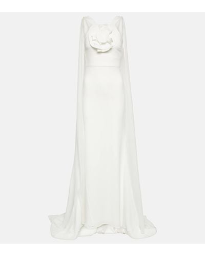 Roland Mouret Caped Floral-applique Gown - White
