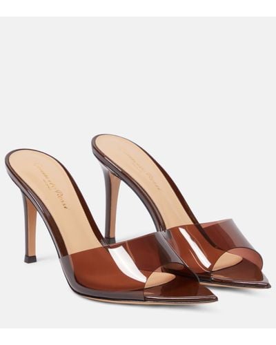Gianvito Rossi Elle Leather And Pvc Heeled Mules - Brown