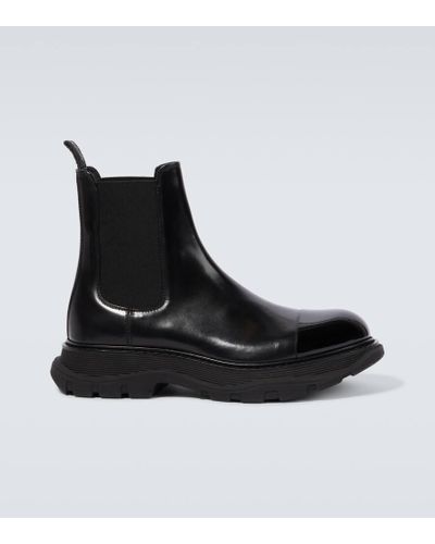 Alexander McQueen Chelsea Boots aus Leder - Schwarz