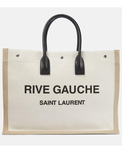 Saint Laurent Tote Rive Gauche Small de lona - Neutro