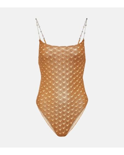 Missoni Embellished Lame Swimsuit - Brown