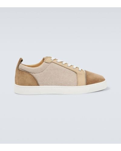 Christian Louboutin Louis Junior Orlato Suede And Cotton Low-top Trainers - Brown