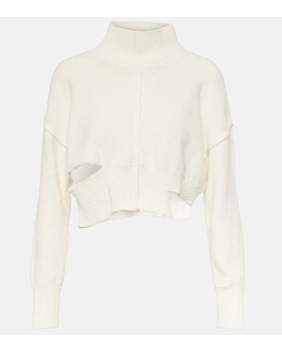 MM6 by Maison Martin Margiela Distressed Cotton And Wool Sweater - White