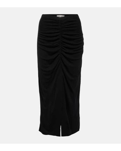 Diane von Furstenberg Callisto Ruched Wool-blend Midi Skirt - Black