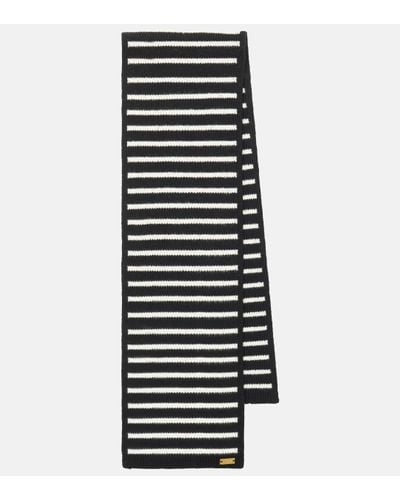 Balmain Stripe-pattern Cashmere-blend Scarf - Black