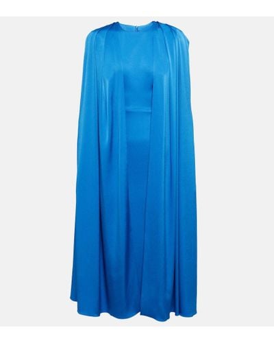 Alex Perry Beckett Satin Crepe Midi Dress - Blue
