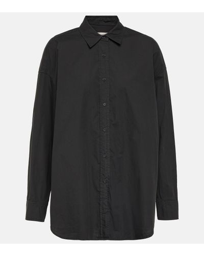 Nili Lotan Mael Oversized Cotton Poplin Shirt - Black