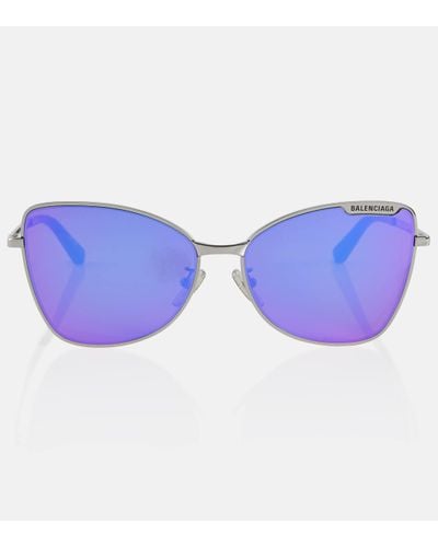 Balenciaga Everyday Logo Butterfly Sunglasses - Blue