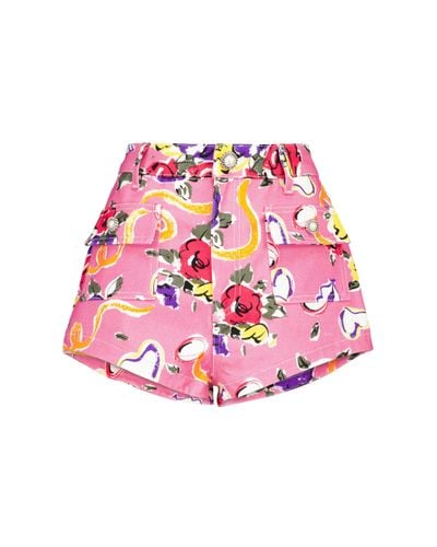 Alessandra Rich Bedruckte Shorts aus Baumwolle - Pink