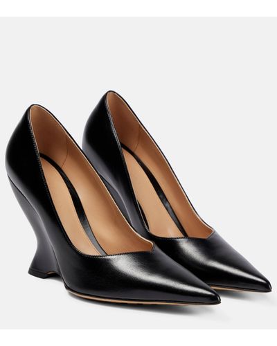Bottega Veneta Leather Wedge Court Shoes - Black