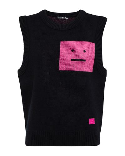 Acne Studios Face Jacquard Wool Jumper Vest - Black