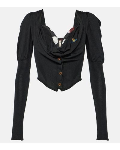 Vivienne Westwood Top de lana y seda con mangas abullonadas - Negro