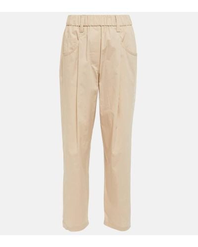 Brunello Cucinelli Tapered Cotton Pants - Natural