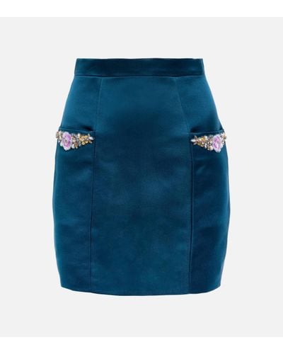 Miss Sohee Silk Miniskirt With Swarovski® Crystals - Blue
