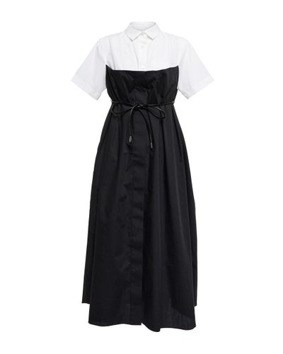 Sacai Nylon And Cotton Dress - Black