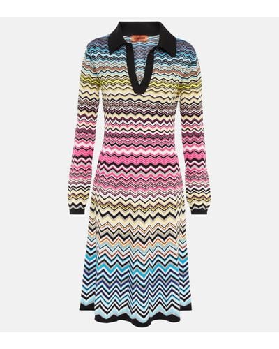 Missoni Zig-zag Knit Cotton-blend Midi Dress - Multicolour