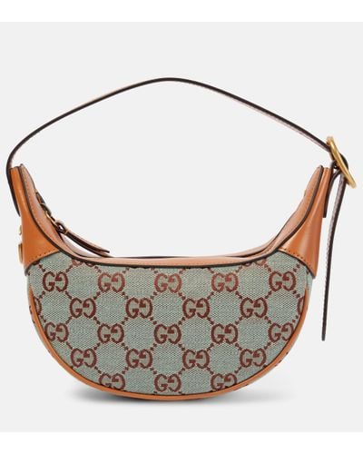 Gucci Ophidia Mini Leather-trimmed Shoulder Bag - Metallic