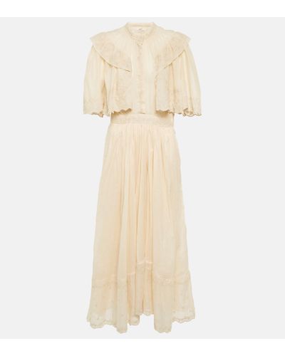 Isabel Marant Leola Embroidered Cotton Midi Dress - Natural