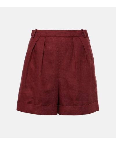 Loro Piana Shorts aus Leinen - Rot