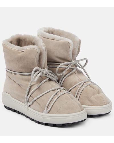 Bogner Shearling-lined Suede Ankle Boots - White