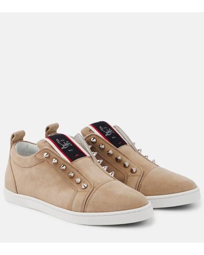 Christian Louboutin Fav Fique A Vontade Suede Trainers - Brown