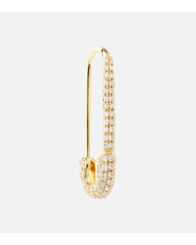 Anita Ko Safety Pin 18kt Gold Single Earring With Diamonds - Metallic