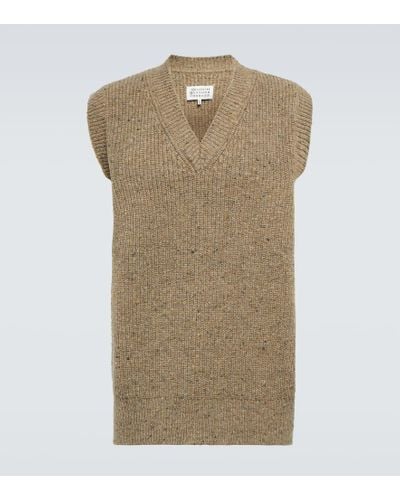 Maison Margiela Wool And Cashmere-blend Sweater Vest - Natural