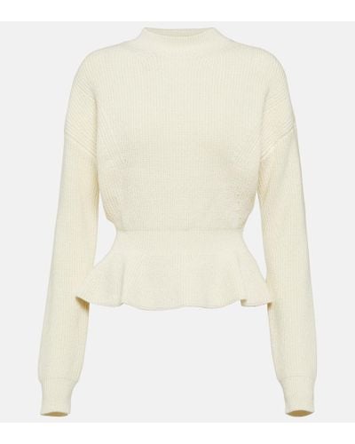 Chloé Peplum Wool Sweater - White