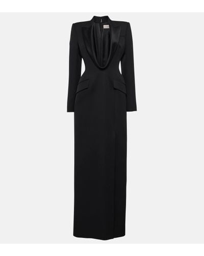 Alexander McQueen Wool Tuxedo Gown - Black