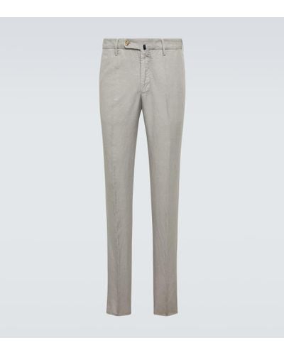 Incotex Pantaloni slim in lino e cotone - Grigio