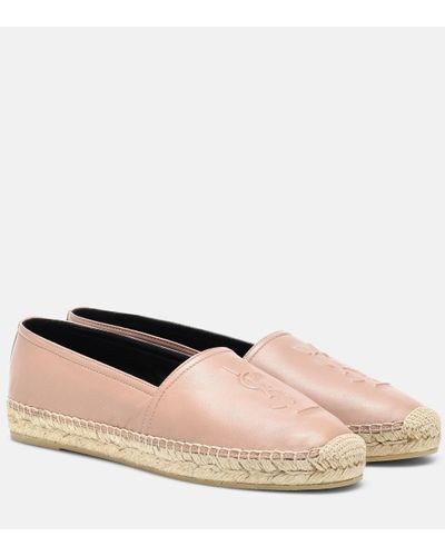 Saint Laurent Logo Leather Espadrille - Pink