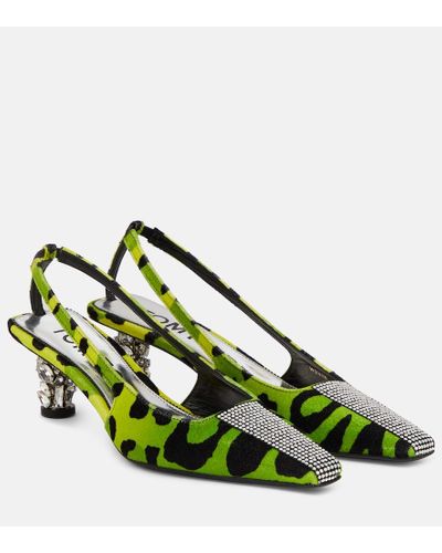 Tom Ford Embellished Velvet Slingback Pumps - Green