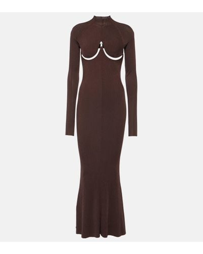 Dion Lee Double Underwire Ribbed-knit Maxi Dress - Brown