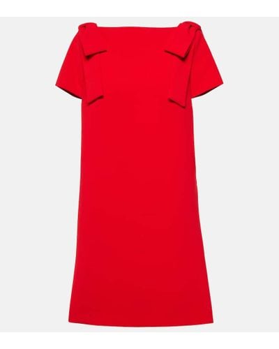 Carolina Herrera Vestido corto de crepe con lazos - Rojo