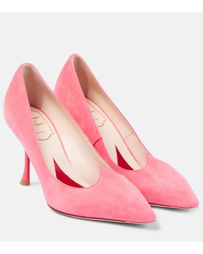Roger Vivier I Love Vivier Suede Court Shoes - Pink