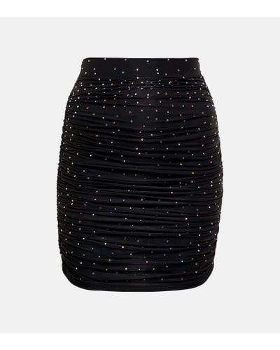 Alex Perry Crystal-embellished Ruched Miniskirt - Black