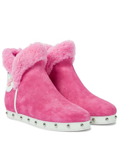Balmain X Barbie® Stiefel Urra aus Veloursleder - Pink