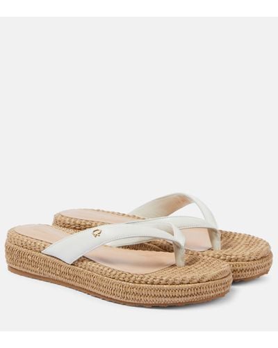 Gianvito Rossi Leather Platform Espadrille Thong Sandals - Natural
