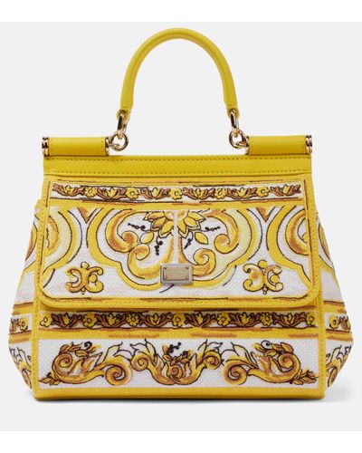 Dolce & Gabbana Majolica Medium Canvas Shoulder Bag - Yellow