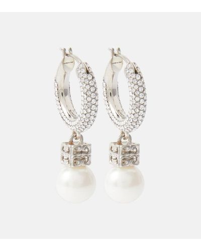 Givenchy Pendientes de aro con cristales Swarovski® y perlas sinteticas - Blanco