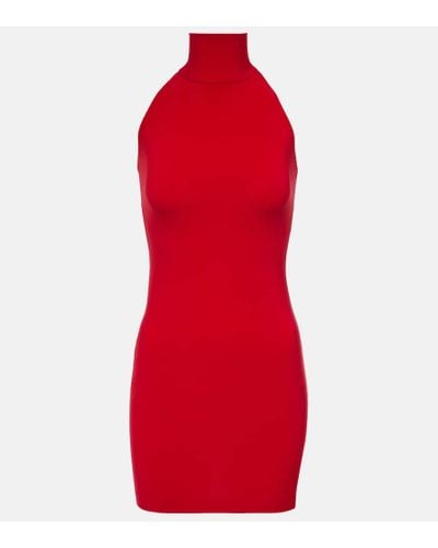 Norma Kamali Vestido corto con cuello alto - Rojo