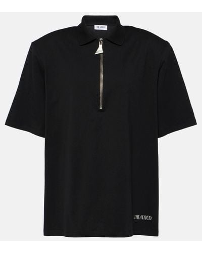 The Attico Oversized Cotton Polo Top - Black